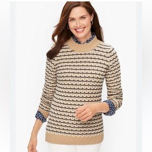 Talbots Textured Stripe Mockneck Sweater. Oyster Multi Pullover Thick Knit